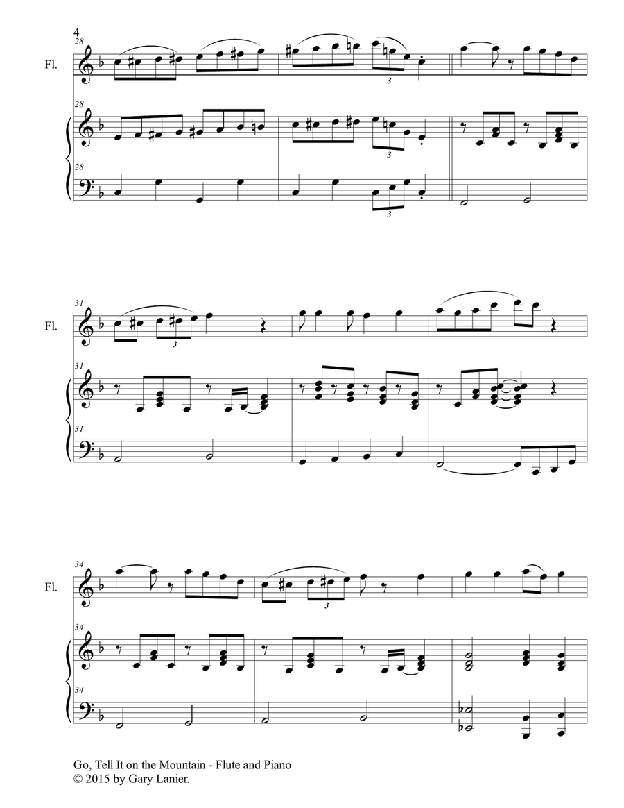 GO, TELL IT ON THE MOUNTAIN (Duet – Flute and Piano/Score and Parts) image number null