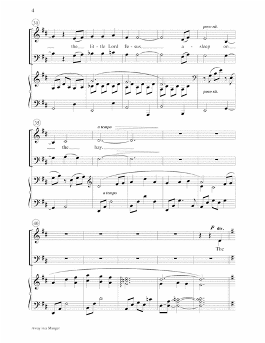 Away in a Manger 4-Part scores gallery preview page 4