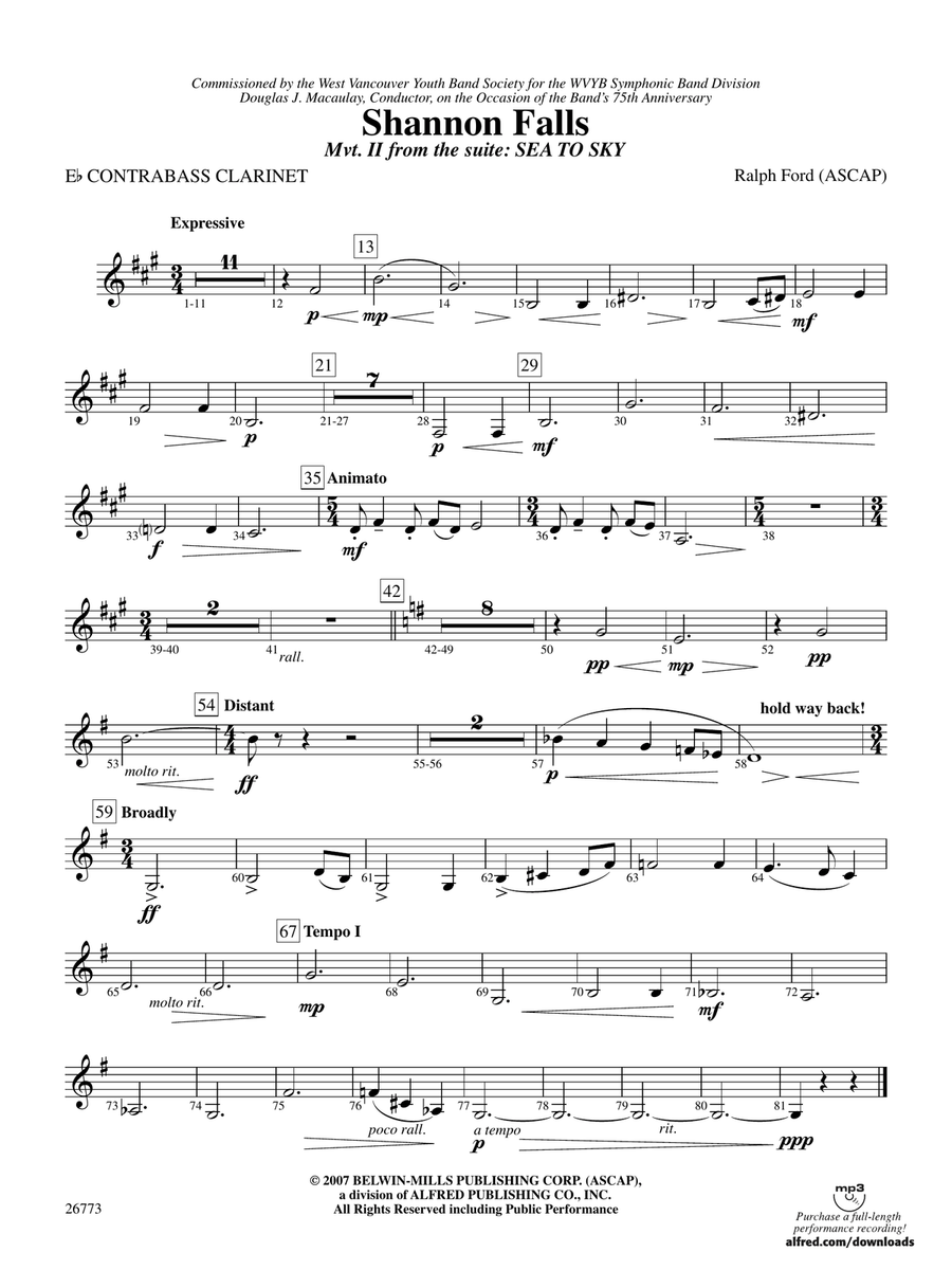 Shannon Falls (Movement 2 from Sea to Sky): E-flat Contrabass Clarinet