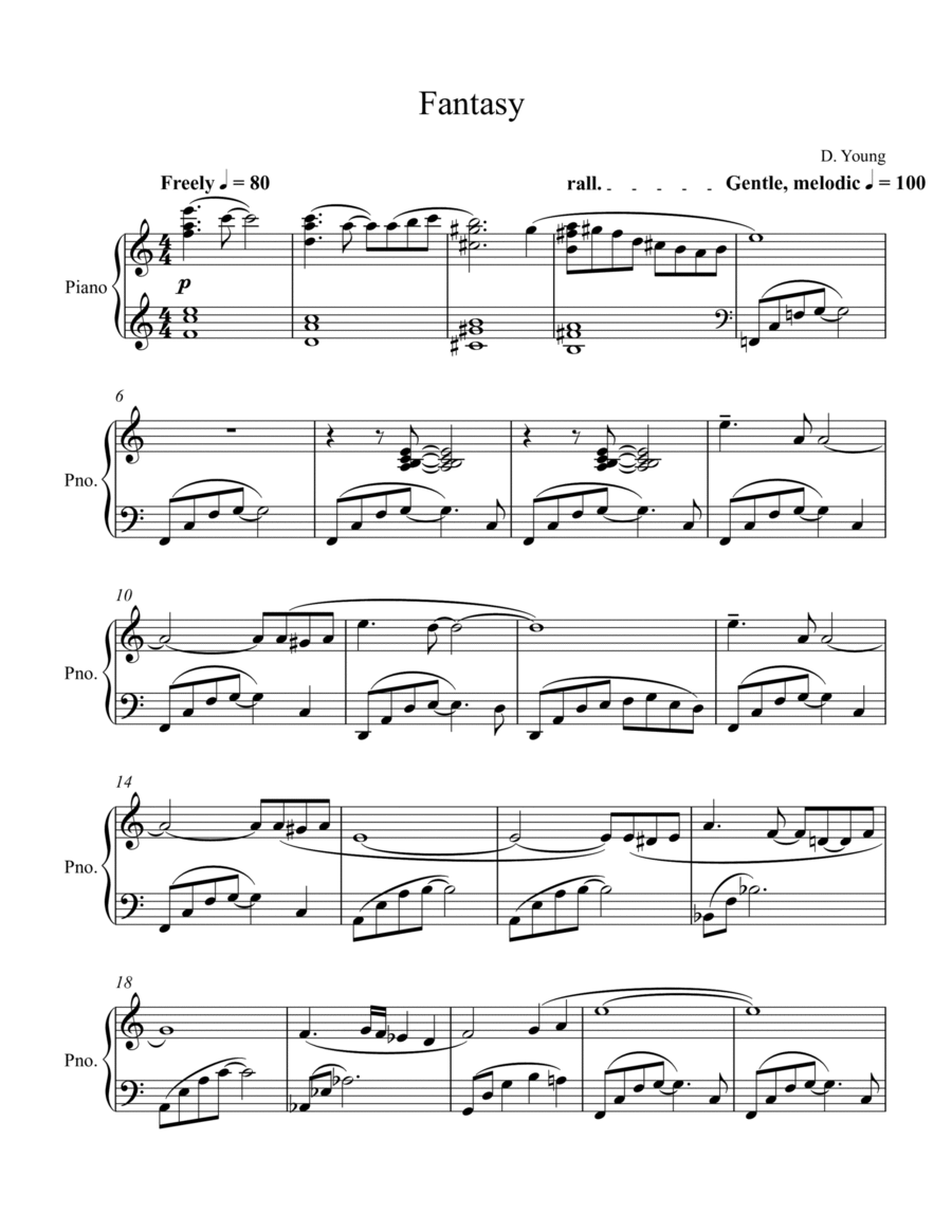 Fantasy Piano Solo scores gallery preview page 1