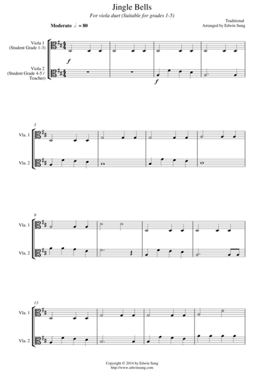Jingle Bells (for viola duet, suitable for grades 1-5) image number null