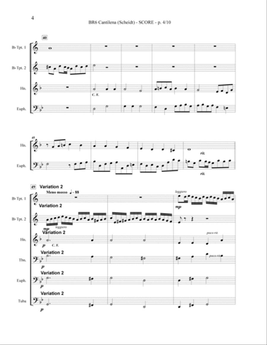CANTILENA for Brass Sextet Brass Ensemble scores gallery preview page 6