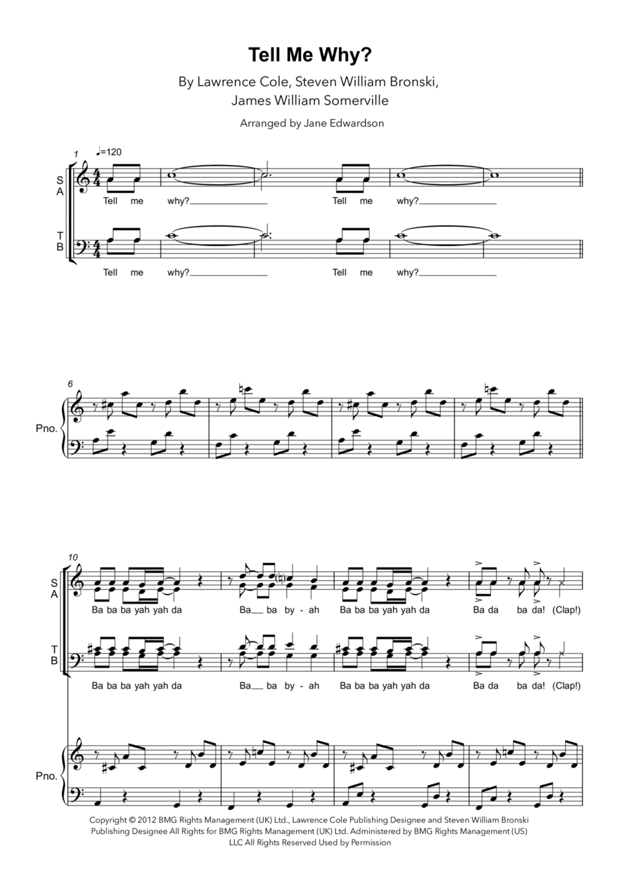 Tell Me Why 4-Part scores gallery preview page 1