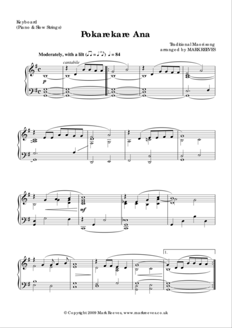 Pokarekare Ana Piano Solo scores gallery preview page 1