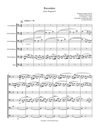 Book cover for Recordare (from "Requiem") (F) (Brass Sextet - 5 Trb, 1 Tuba)