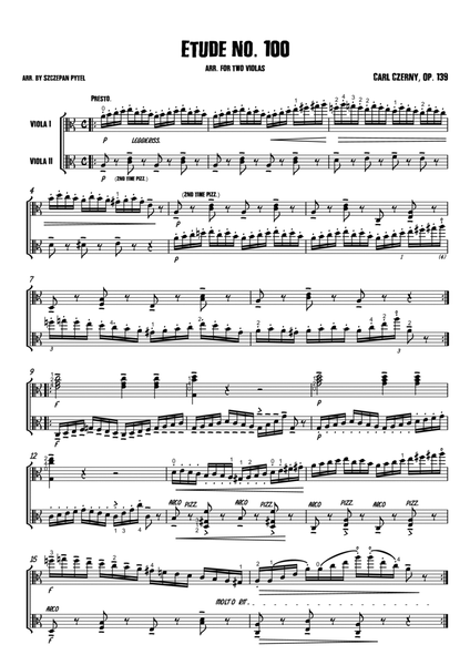 Carl Czerny op. 139, Etude No. 100 - Arranged for 2 Violas (viola duet) by Szczepan Pytel image number null