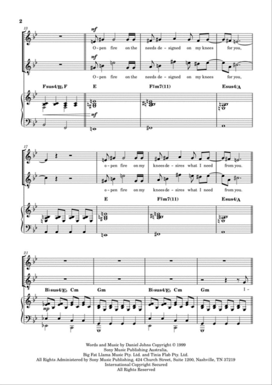 Ana's Song (open Fire) 2-Part scores gallery preview page 2