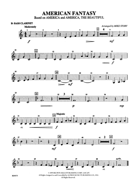 American Fantasy (based on "America" and "America, the Beautiful"): B-flat Bass Clarinet