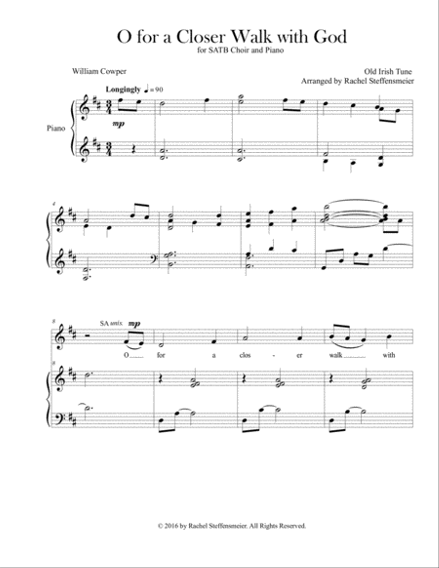 O for a Closer Walk with God 4-Part scores gallery preview page 1