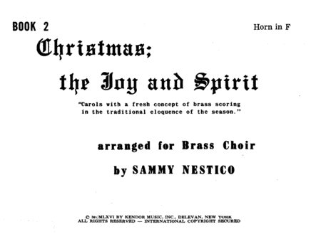 Christmas; The Joy & Spirit- Book 2/Horn In F
