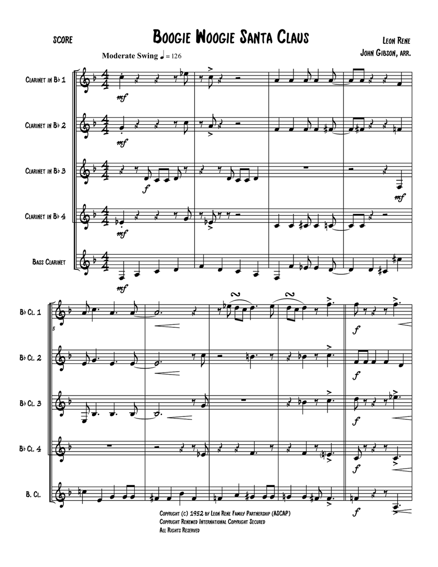 Boogie Woogie Santa Claus Woodwind Ensemble scores gallery preview page 2