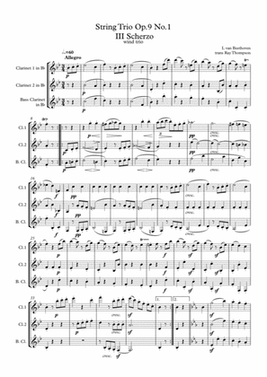 Book cover for Beethoven: String Trio No.3 in G Op.9 No.1 Mvt.III Scherzo - clarinet trio