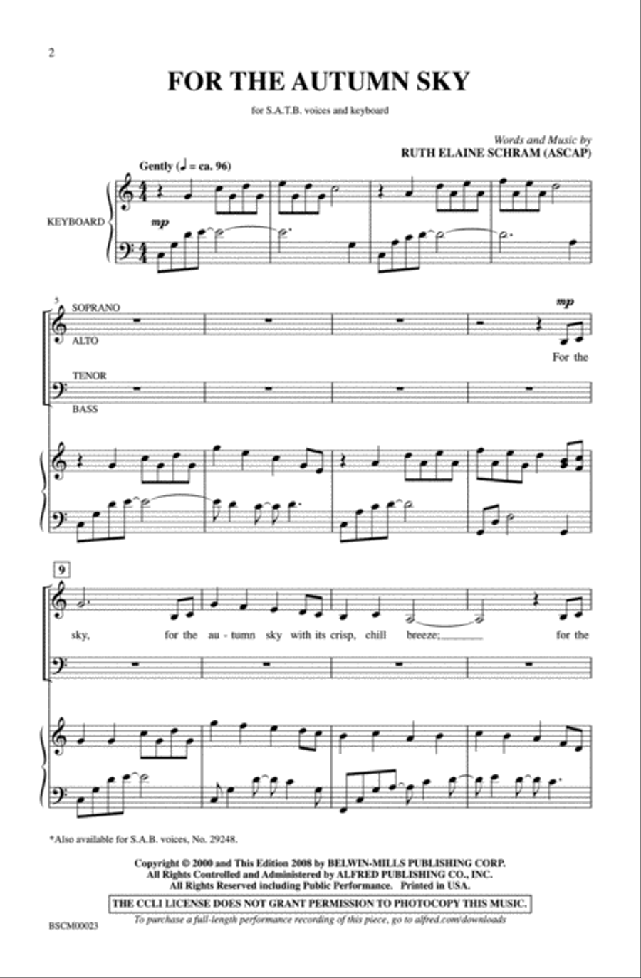 For the Autumn Sky 4-Part scores gallery preview page 2