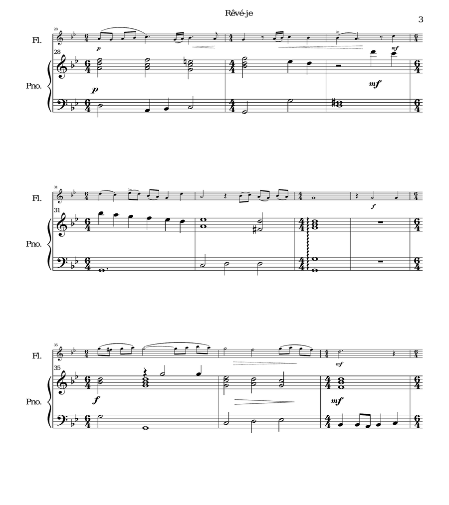 Rêvé-je (Am I dreaming) for flute and piano image number null