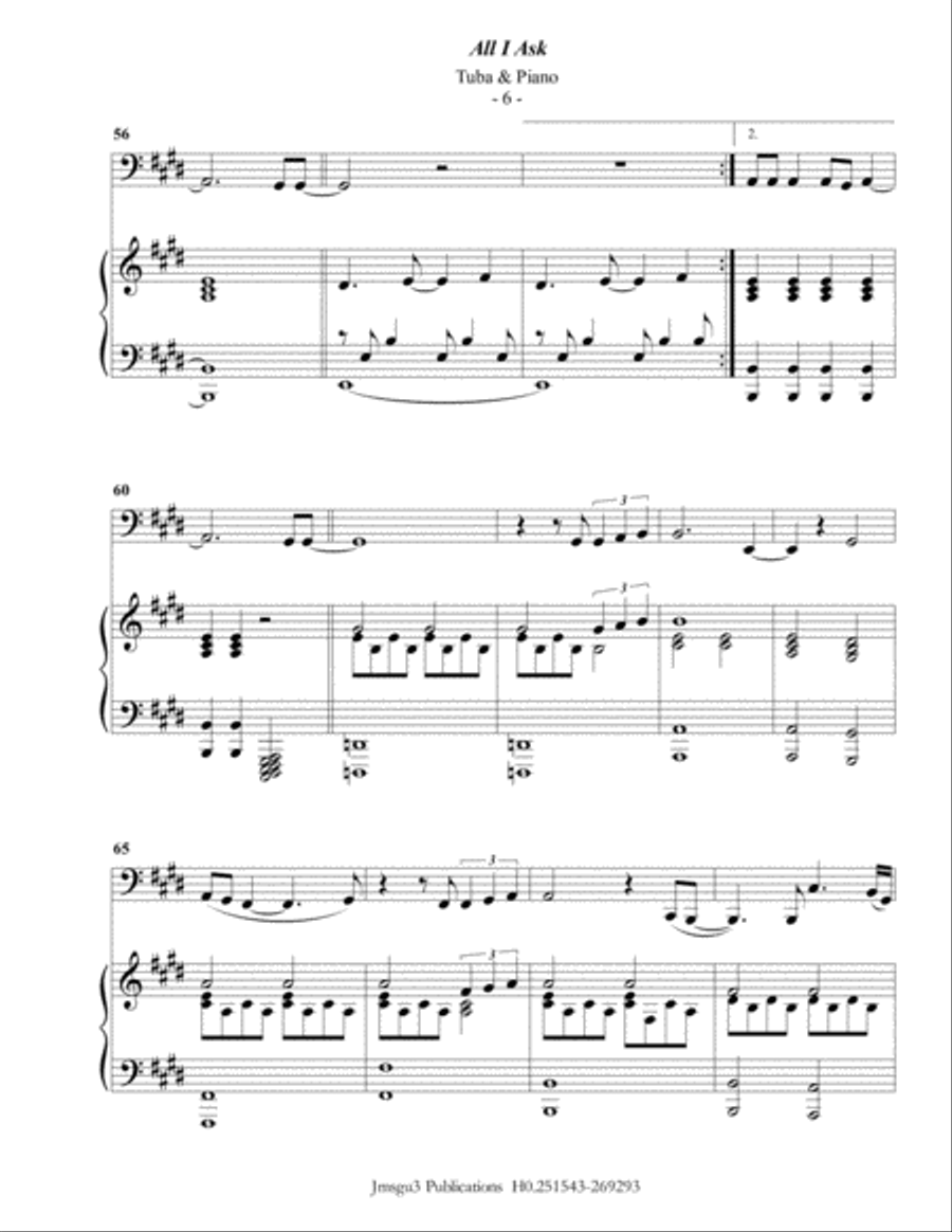 All I Ask Tuba scores gallery preview page 6