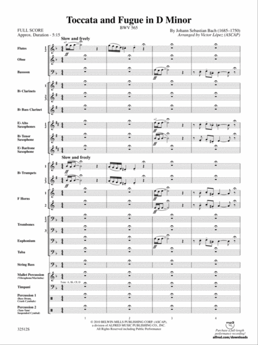 Toccata and Fugue in D Minor: Score Concert Band scores gallery preview page 3