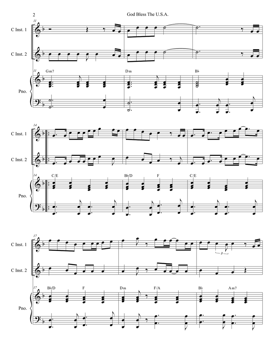 God Bless The U.S.A. Flute scores gallery preview page 2