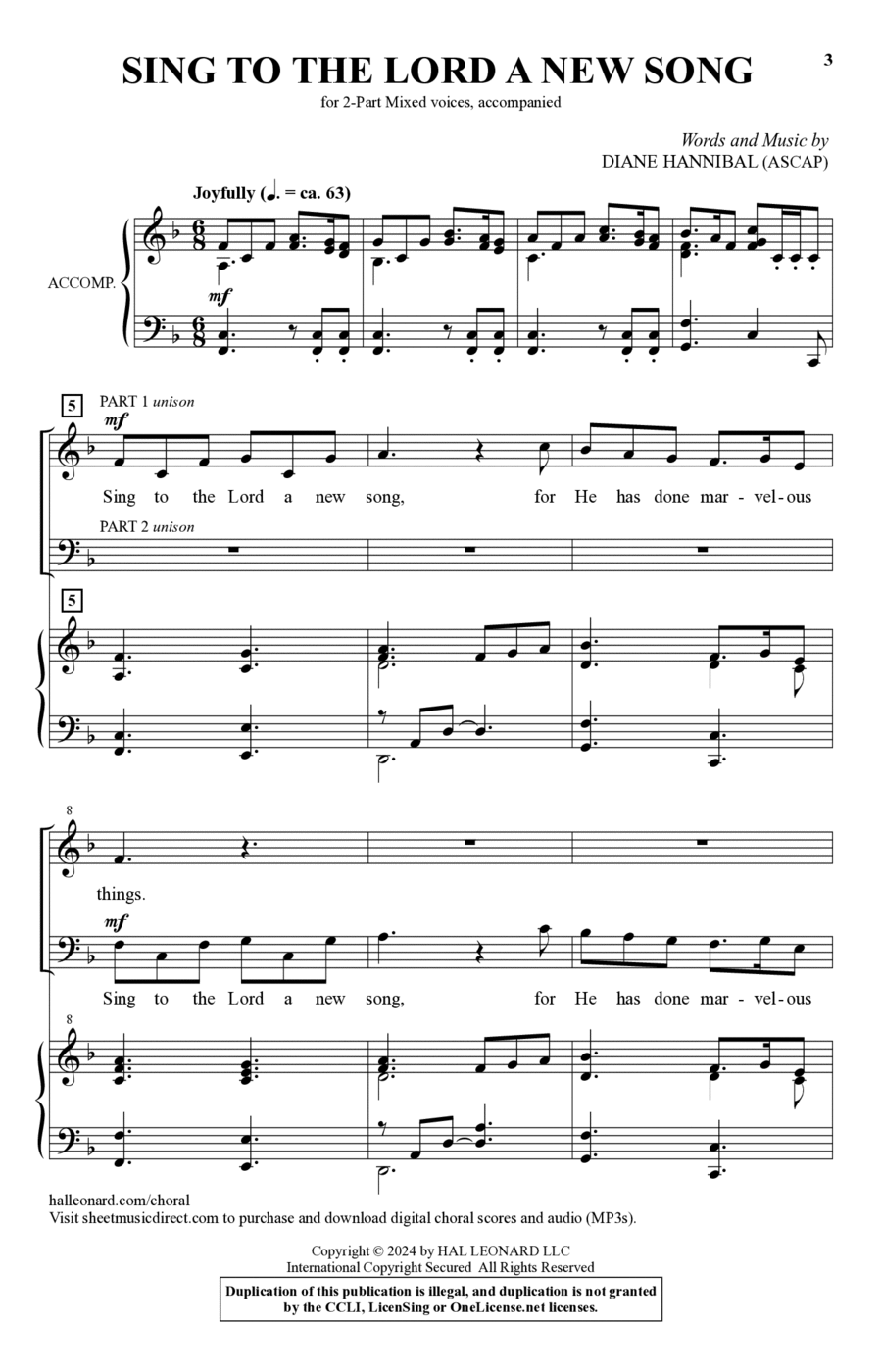 Sing To The Lord A New Song 2-Part scores gallery preview page 1