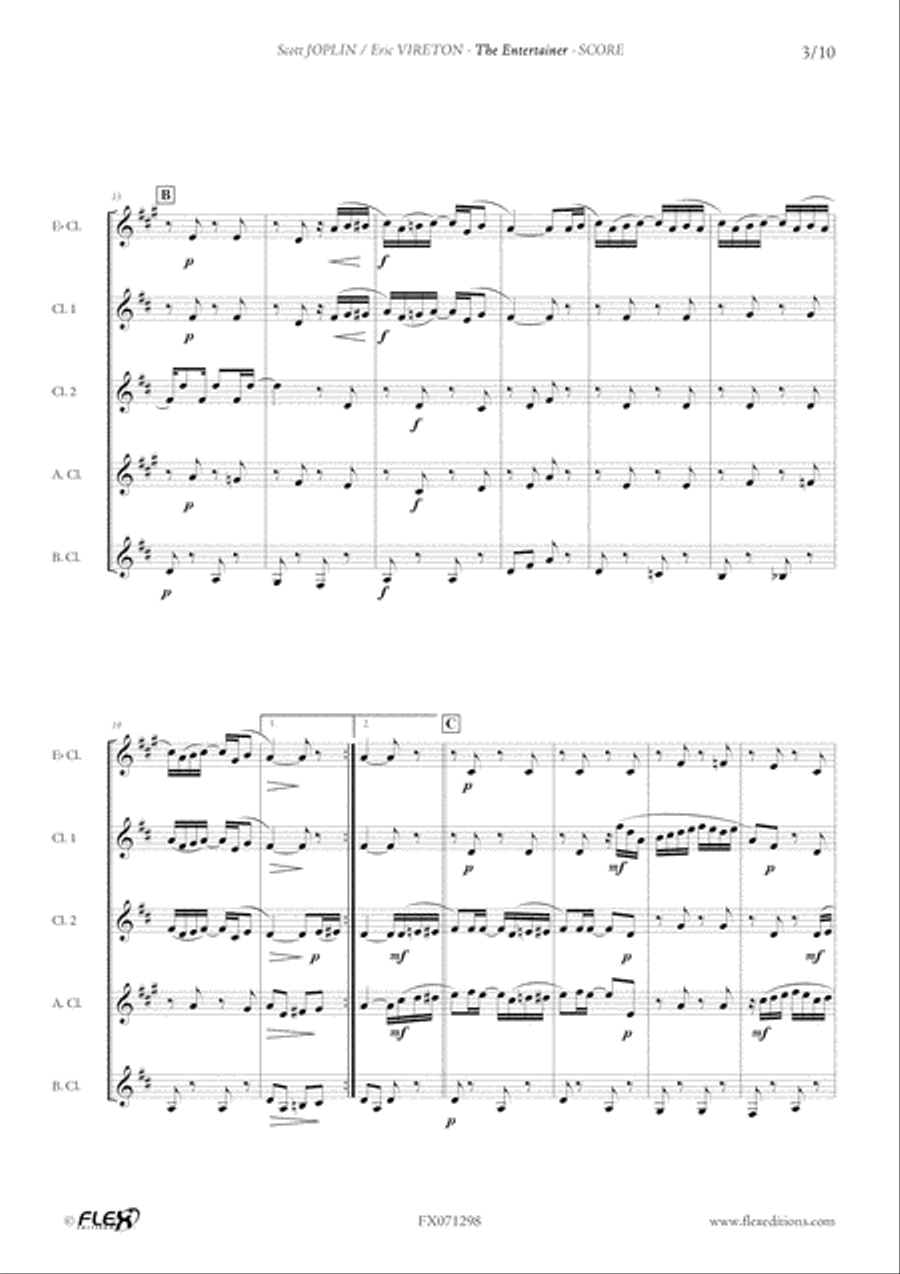 The Entertainer Clarinet Quintet scores gallery preview page 3