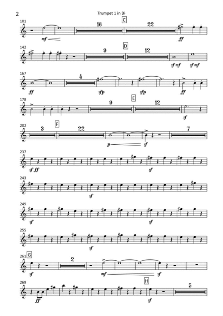 Ruslan and Lyudmila Overture - transposed trumpet parts (1-2) Trumpet Solo scores gallery preview page 2