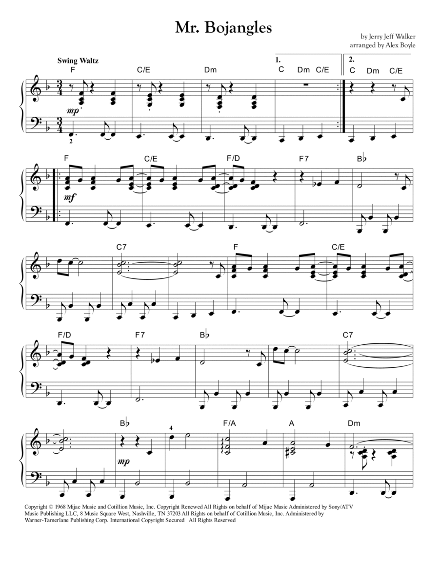 Mr. Bojangles Piano Solo scores gallery preview page 1