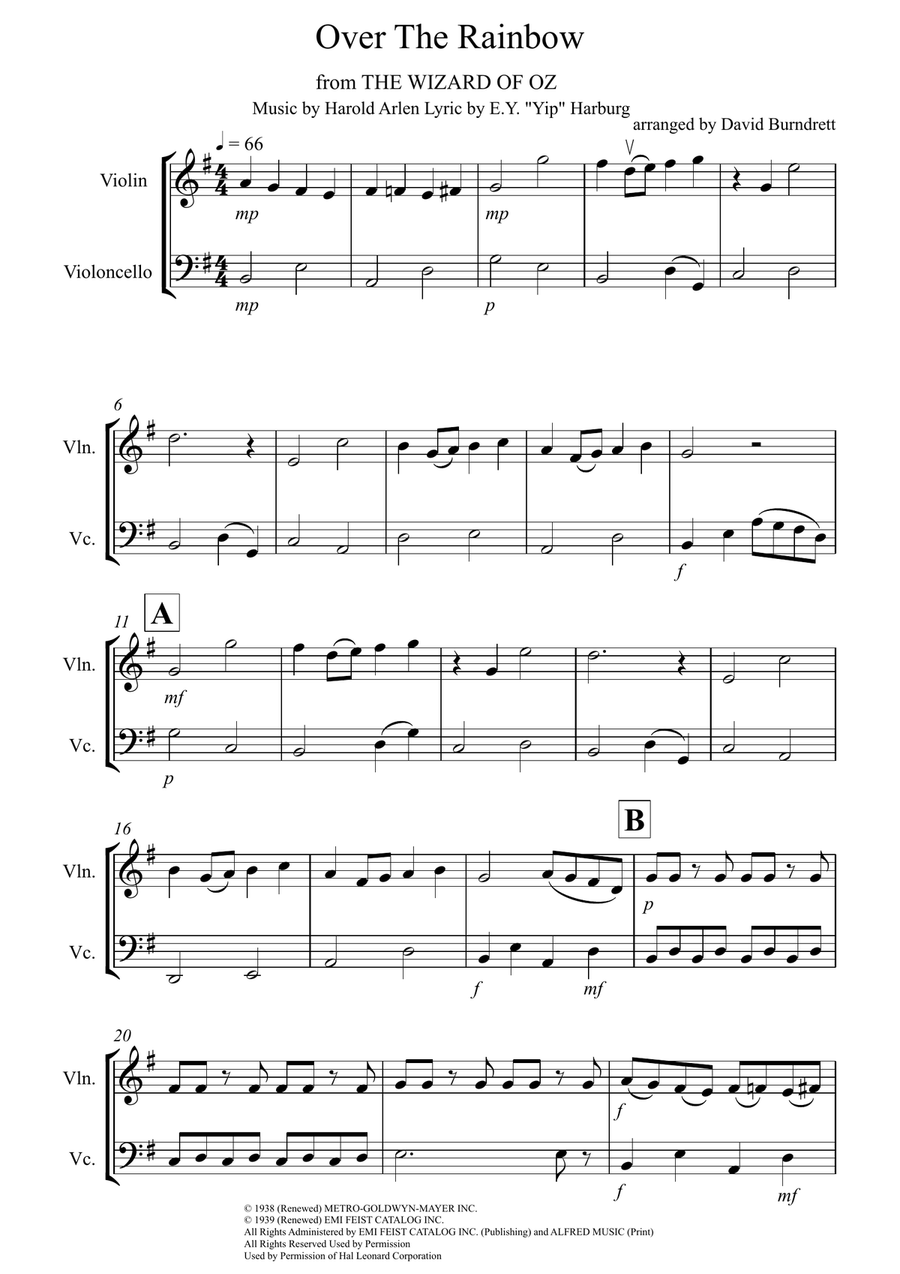 Over The Rainbow (from The Wizard Of Oz) String Duet scores gallery preview page 1