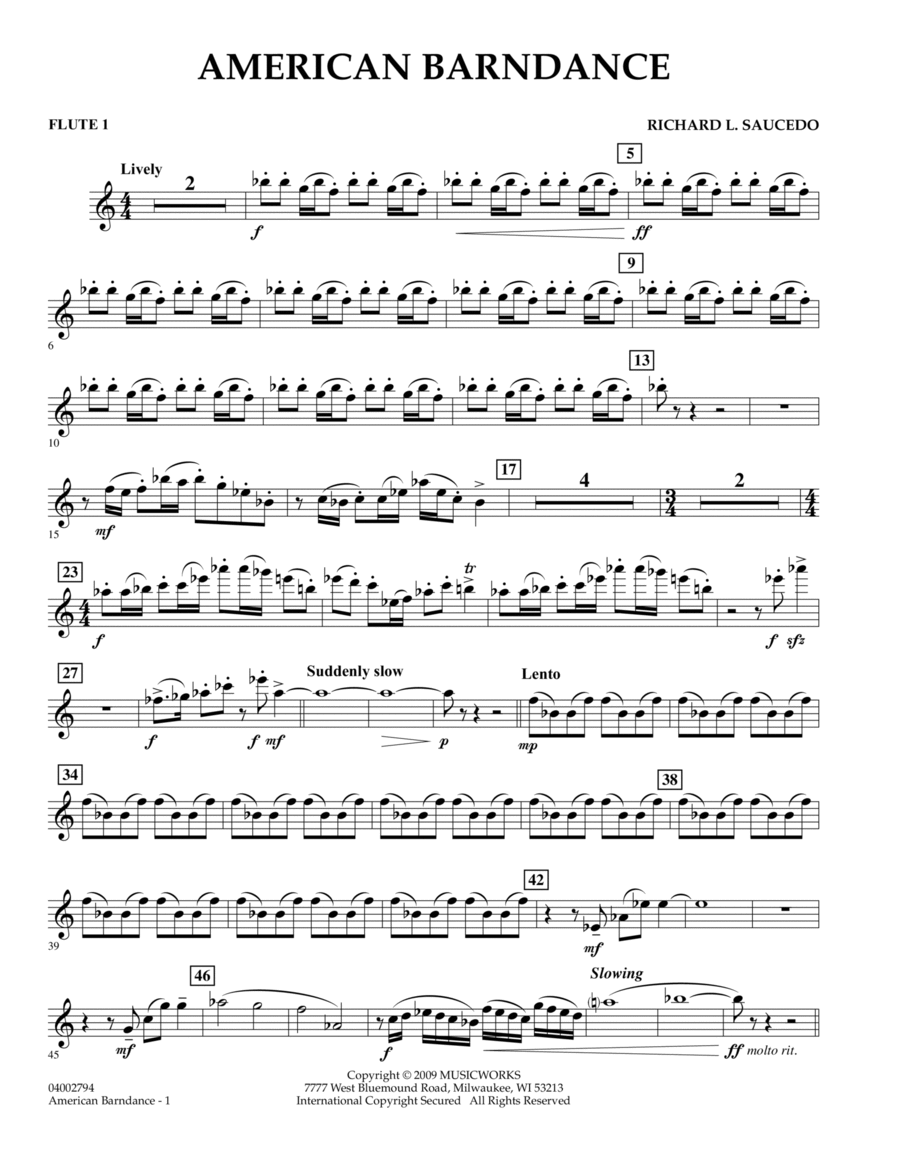 American Barndance - Flute 1 Concert Band scores gallery preview page 1