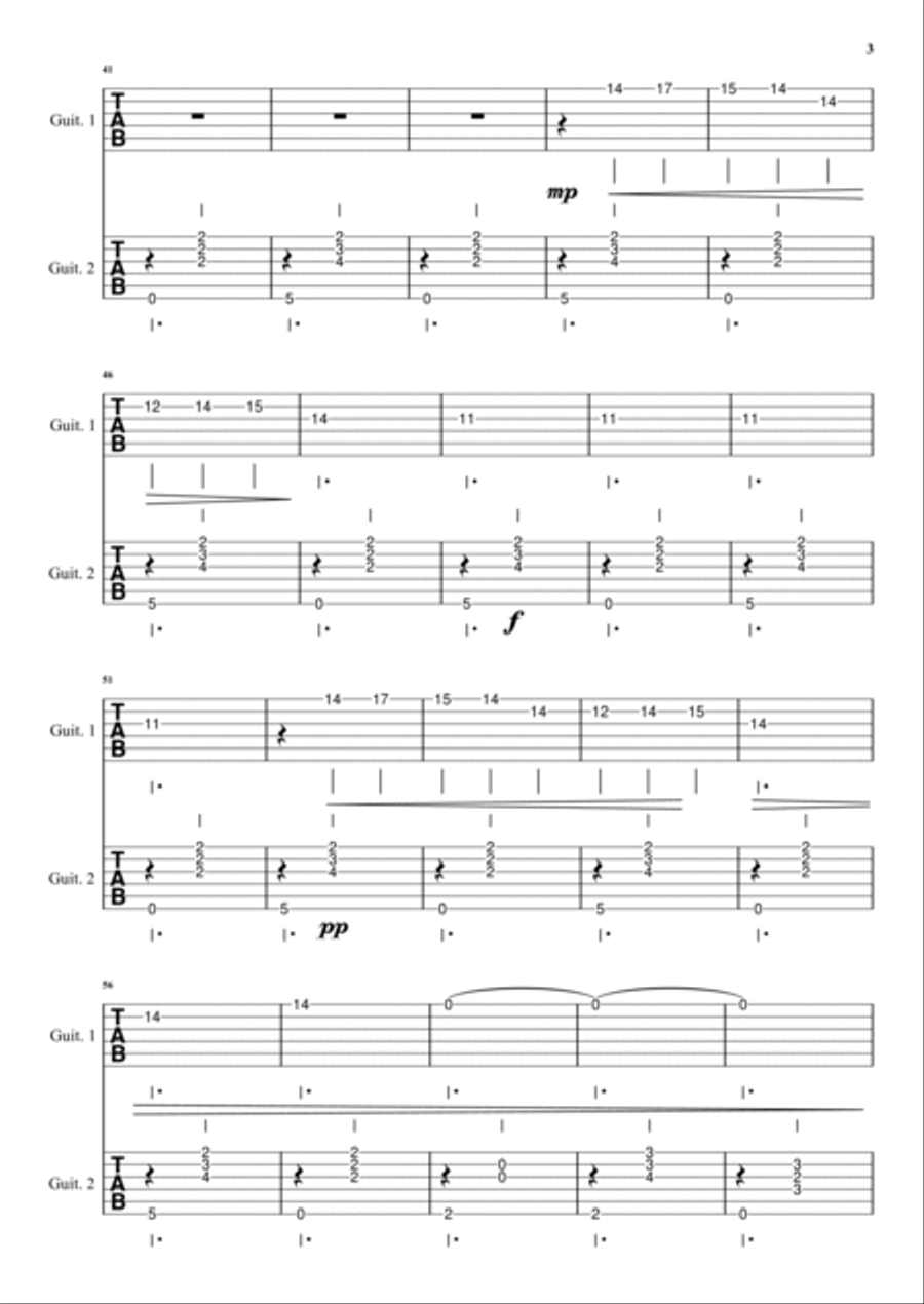 Gymnopédie No. 1 for 2 guitars (TAB) Chamber Music scores gallery preview page 3