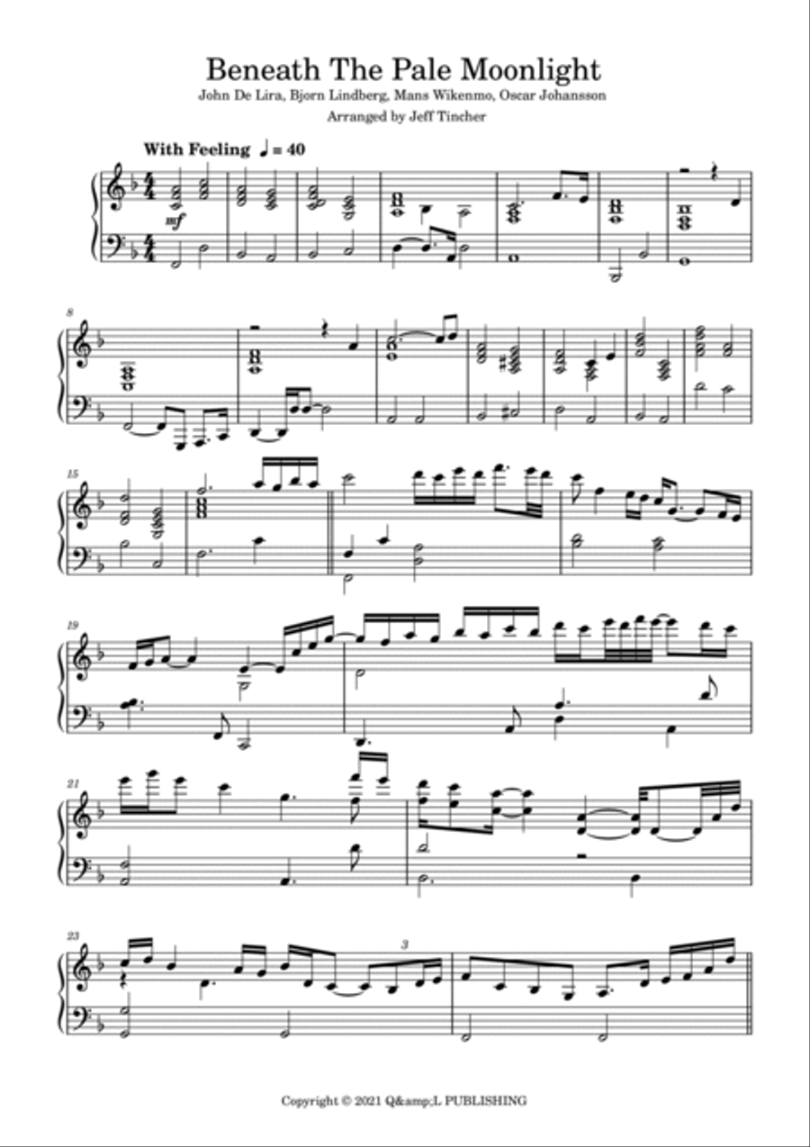 Beneath The Pale Moonlight Piano Solo scores gallery preview page 2