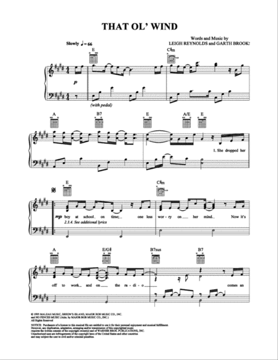 That Ol' Wind Piano, Vocal, Guitar scores gallery preview page 1