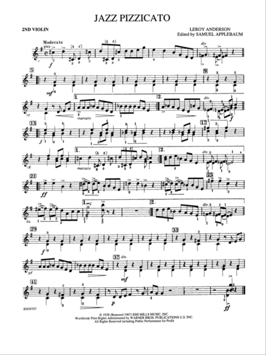 Jazz Pizzicato: 2nd Violin String Orchestra scores gallery preview page 1