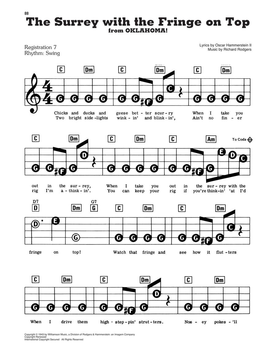 The Surrey With The Fringe On Top (from Oklahoma) Electronic Keyboard scores gallery preview page 1