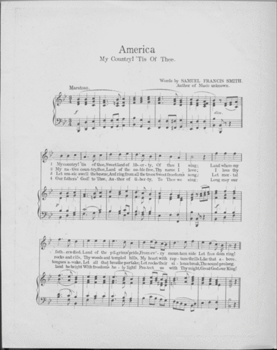 Famous American Songs. America. My Country 'tis of Thee 4-Part scores gallery preview page 2