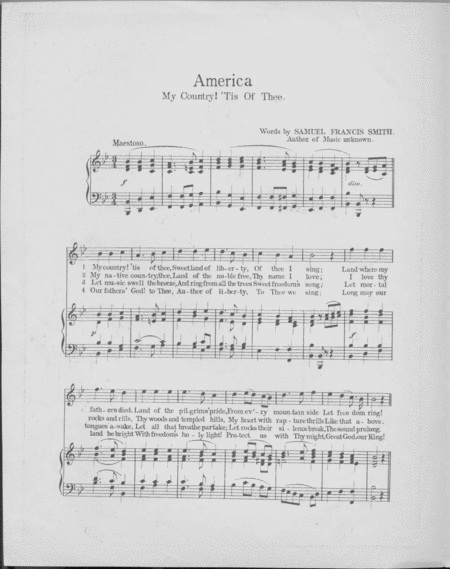 Famous American Songs. America. My Country 'tis of Thee