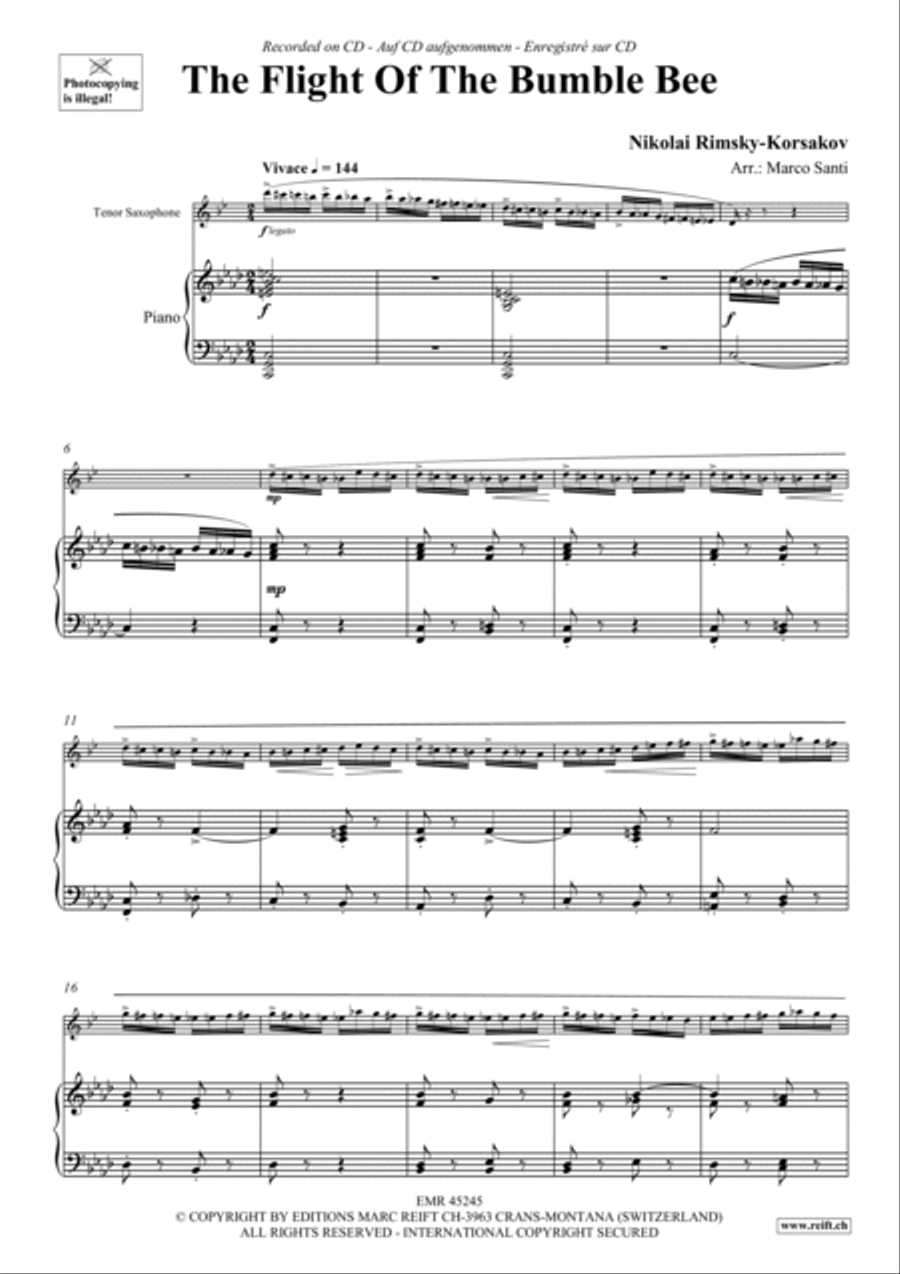 The Flight Of The Bumble Bee Tenor Saxophone scores gallery preview page 4