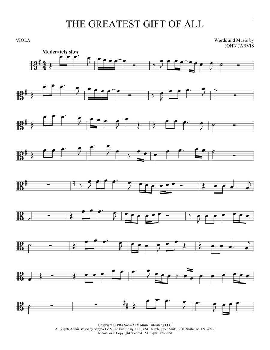 The Greatest Gift Of All Viola Solo scores gallery preview page 1