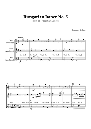 Hungarian Dance No. 5 by Brahms for Tenor Sax Trio
