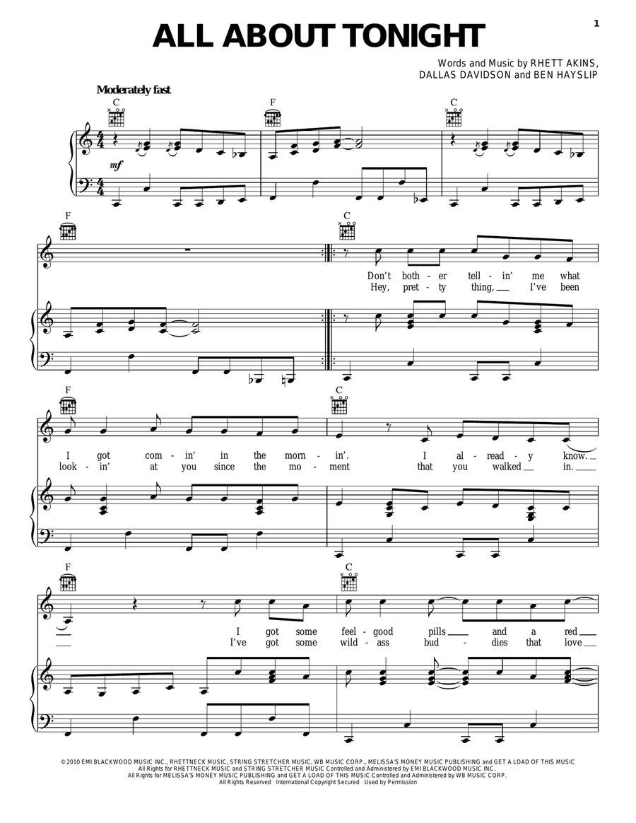 All About Tonight Acoustic Guitar scores gallery preview page 1