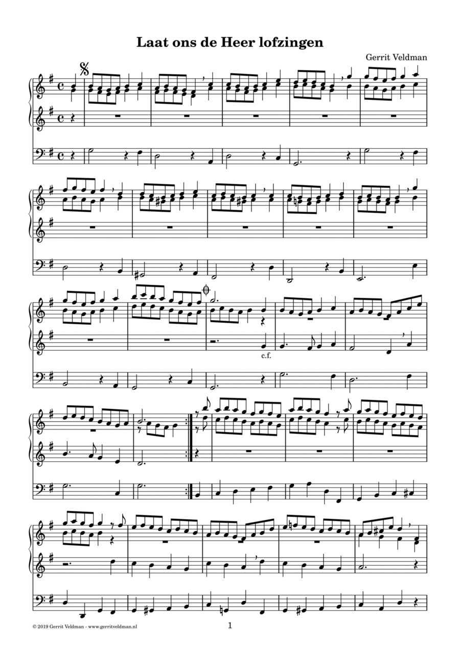 Laat ons de Heer lofzingen/Lob Gott getrost mit singen Organ Solo scores gallery preview page 1