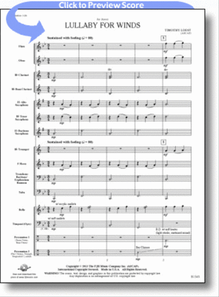 Lullaby for Winds Concert Band scores gallery preview page 1