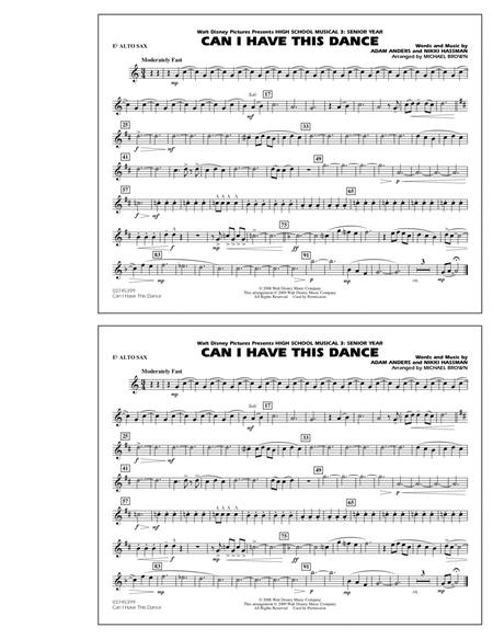Can I Have This Dance (from "High School Musical 3") - Eb Alto Sax