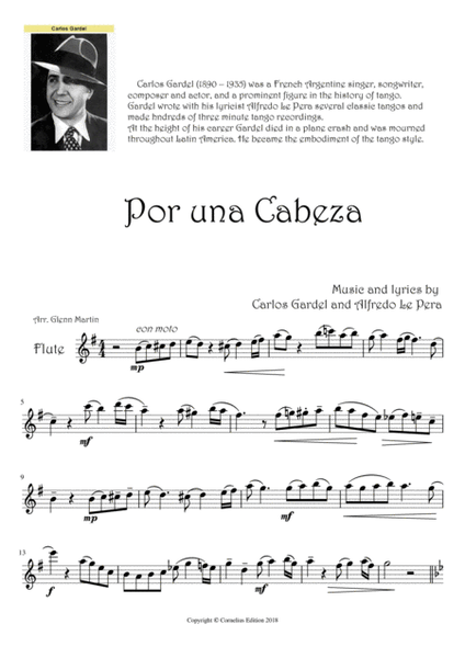 "Por una Cabeza" Flute and Piano Carlos Gardel image number null