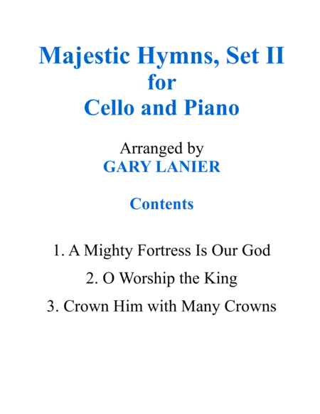 MAJESTIC HYMNS, SET II (Duets for Cello & Piano) image number null