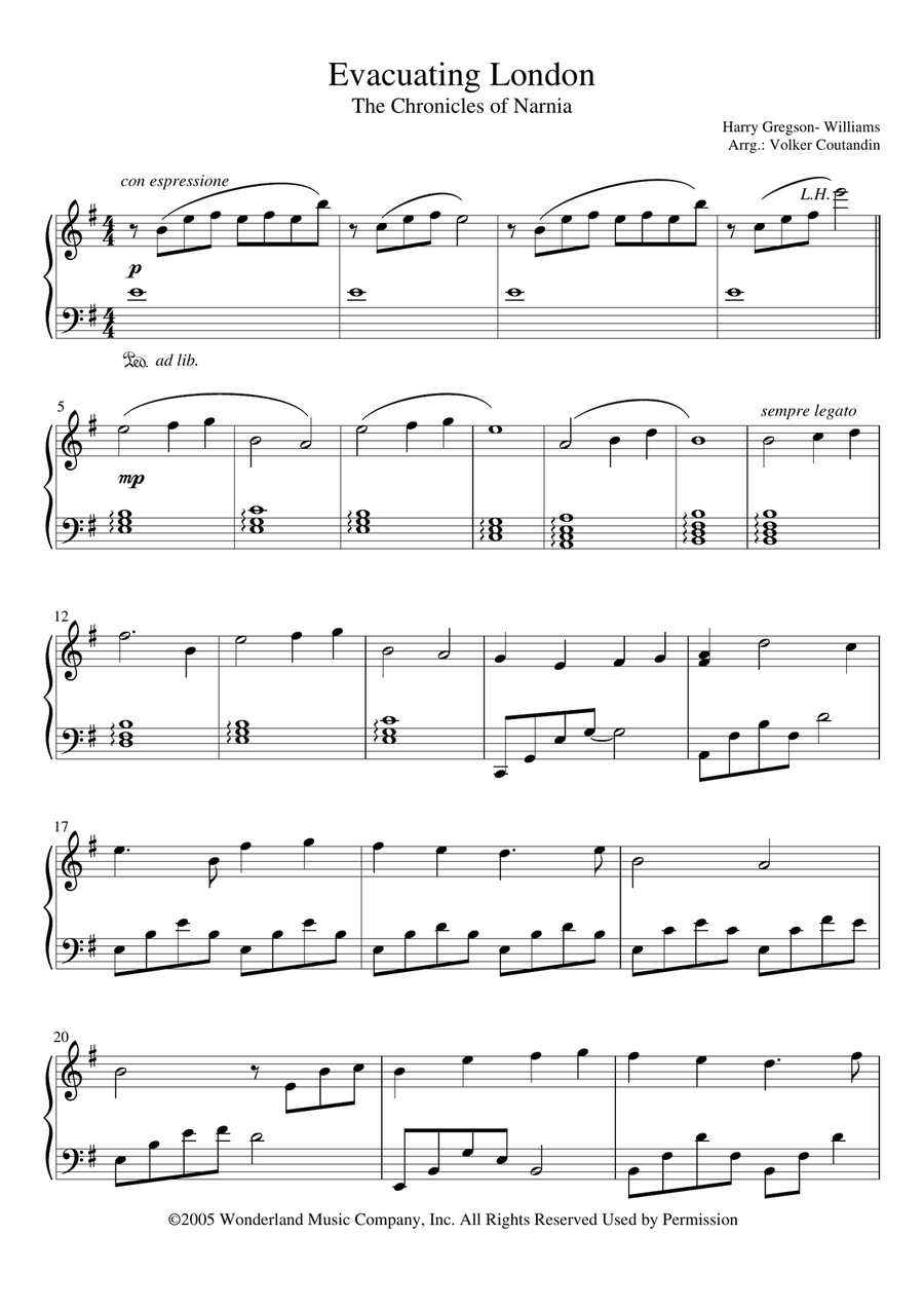 Evacuating London Piano Solo scores gallery preview page 1