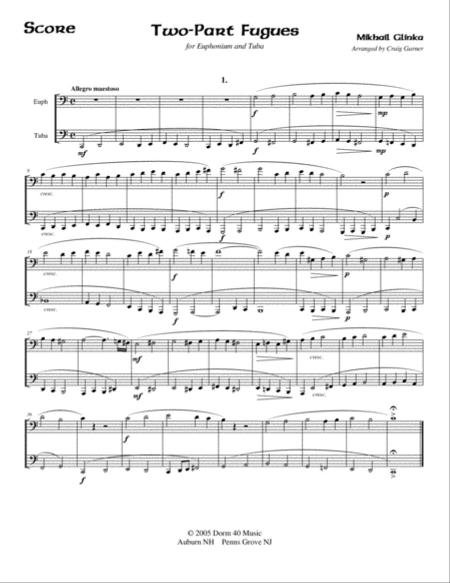 Two-Part Fugues (for Tuba and Euphonium (or Trombone)) 2-Part scores gallery preview page 2