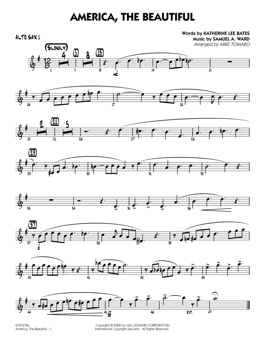 America, The Beautiful - Alto Sax 1 Jazz Ensemble scores gallery preview page 1