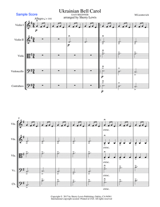 UKRAINIAN BELL CAROL (Carol of the Bells) String Orchestra, Easy/Beginner