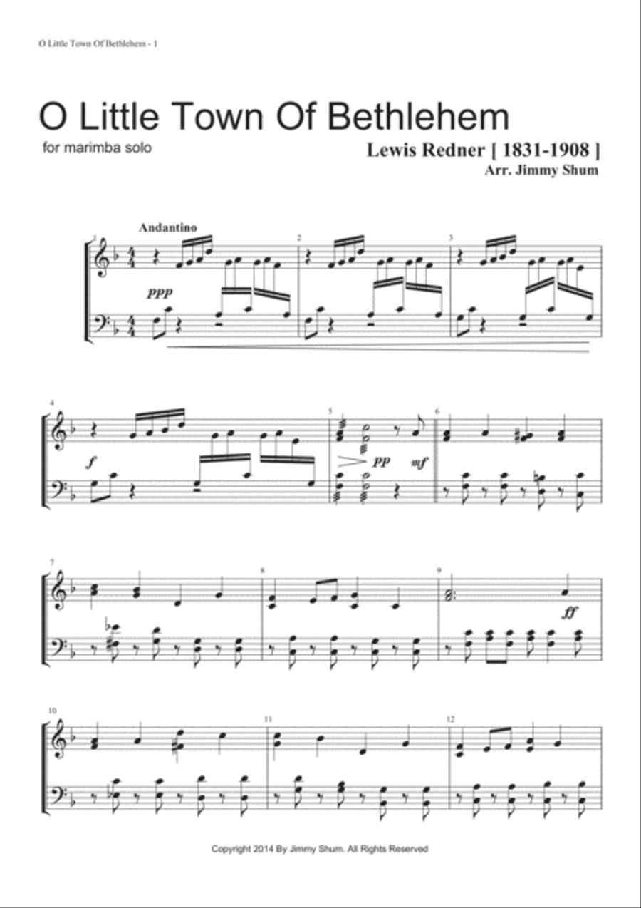 O Little Town Of Bethlehem Marimba scores gallery preview page 2