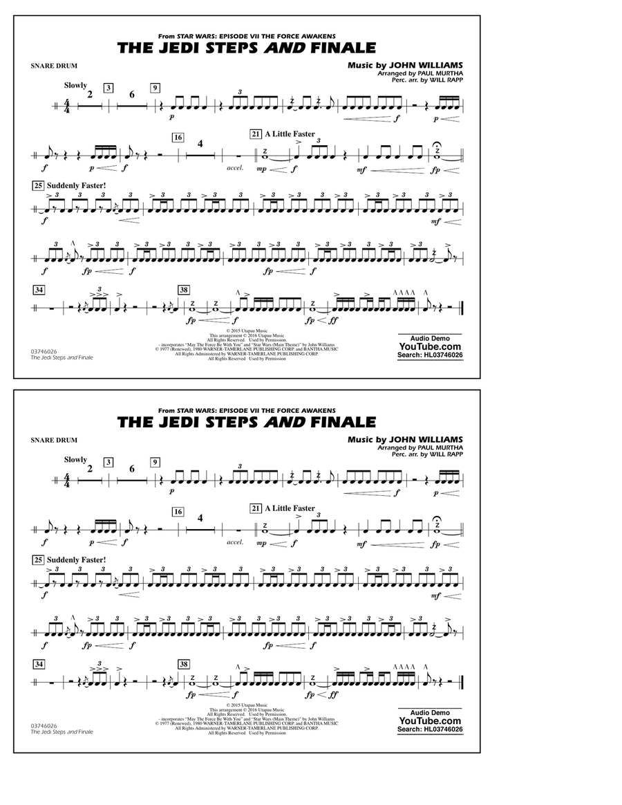 The Jedi Steps and Finale (from Star Wars: The Force Awakens) - Snare Drum