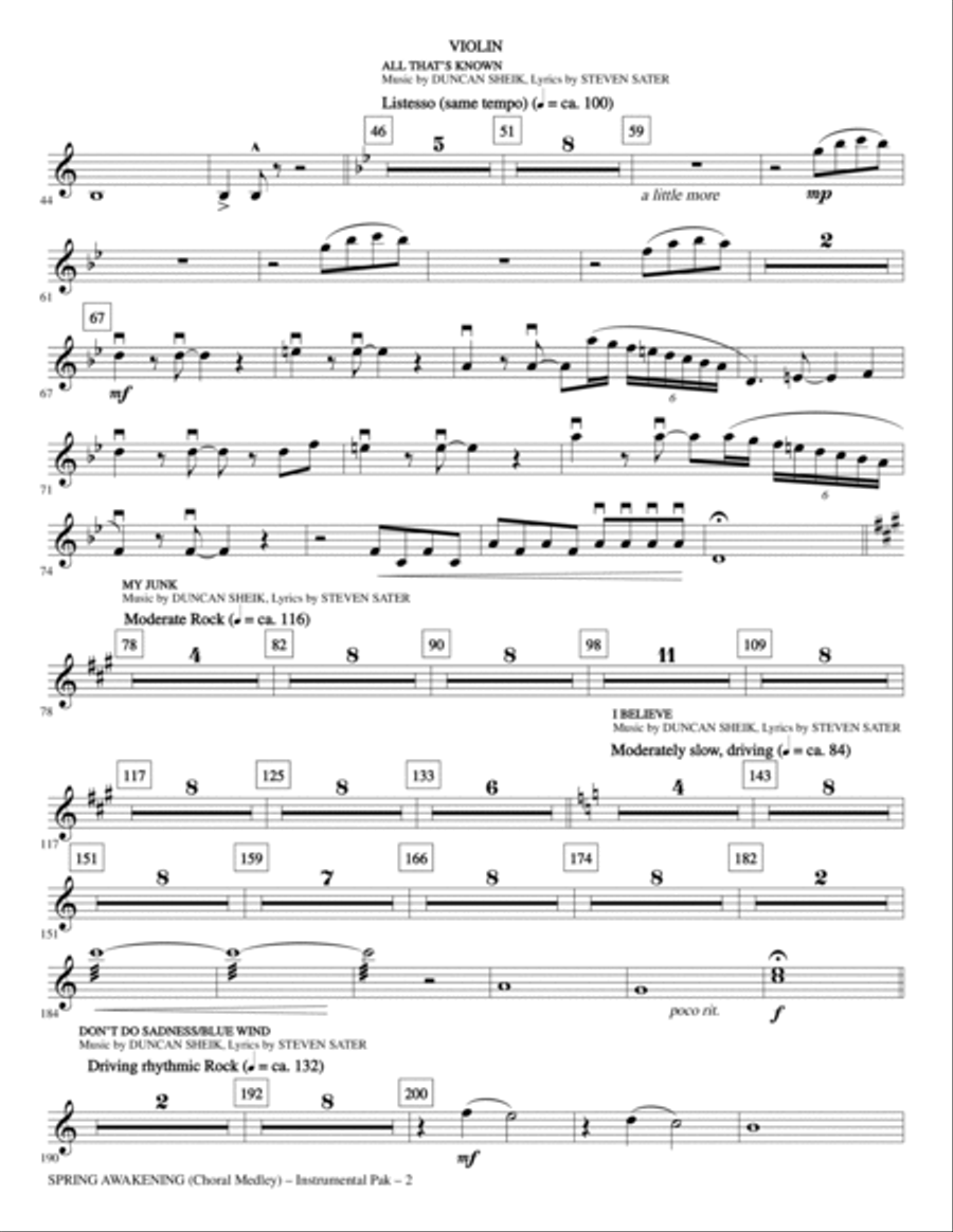 Spring Awakening (Choral Medley) - Violin Choir scores gallery preview page 2